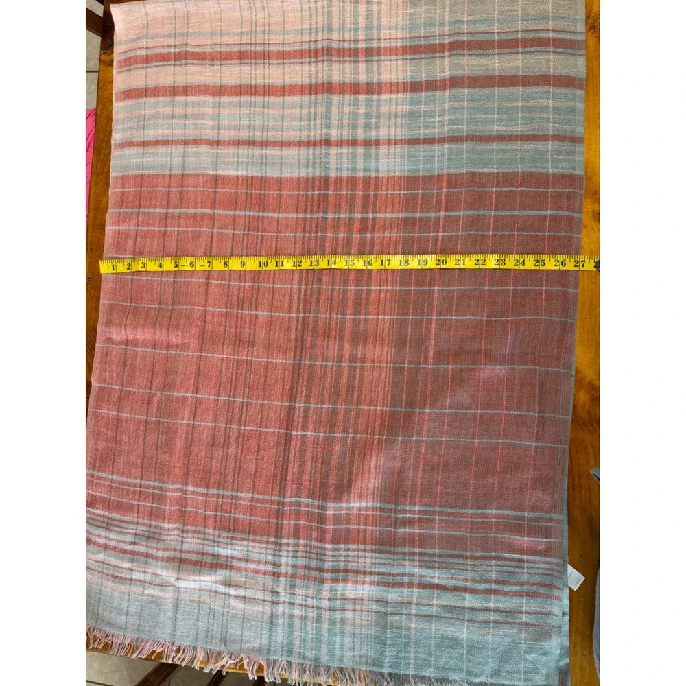 J. Jill Pink Gray Plaid Cotton Scarf Wrap Shawl‎ 27